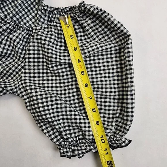 Hint of Blush Womans Small Black White Checkered Dress Size Puff Sleeve Gingham - Picture 7 of 10